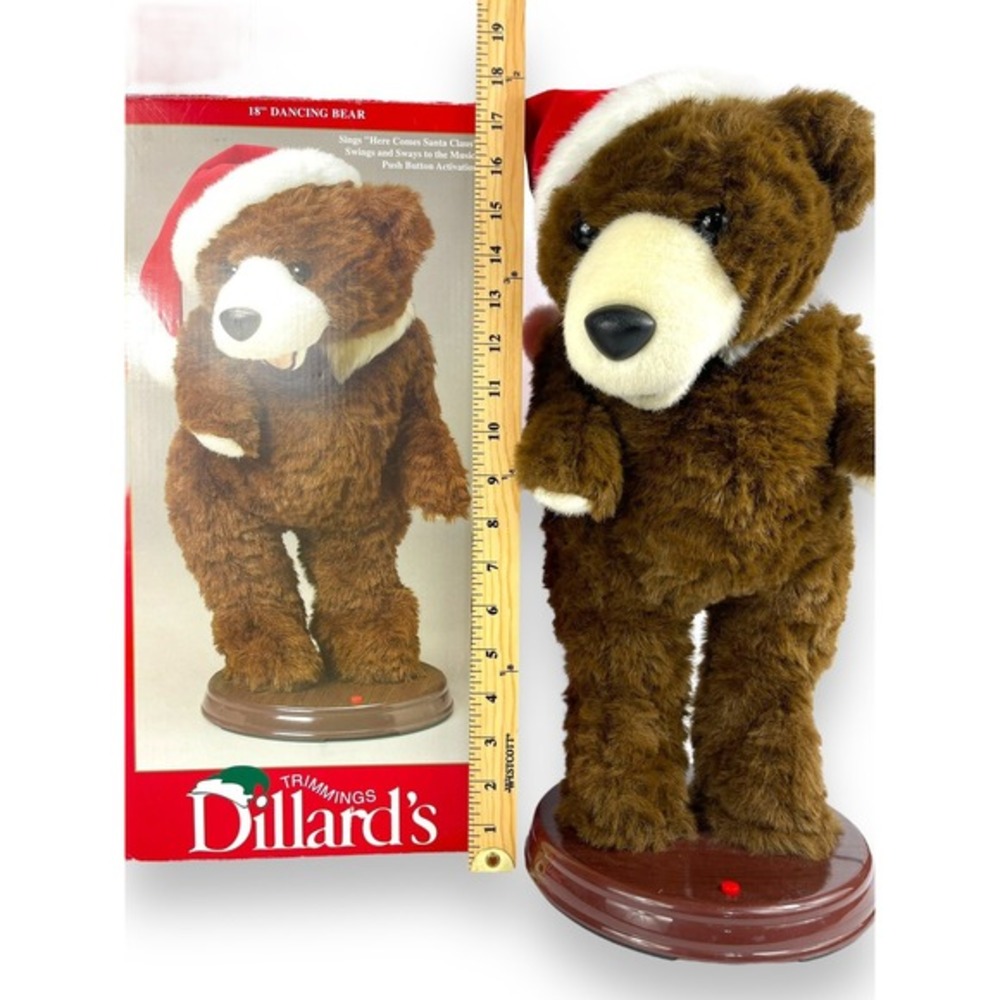 Gemmy‎ Dillards Christmas Santa Brown Bear. Vintage 1998 Cord Inc. See Video!!